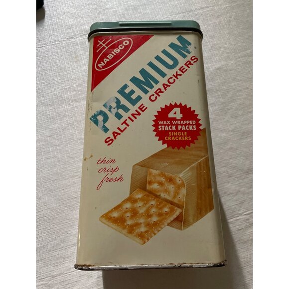Vintage Nabisco Premium Saltine Crackers Tin Container 14 Oz - Picture 4 of 9